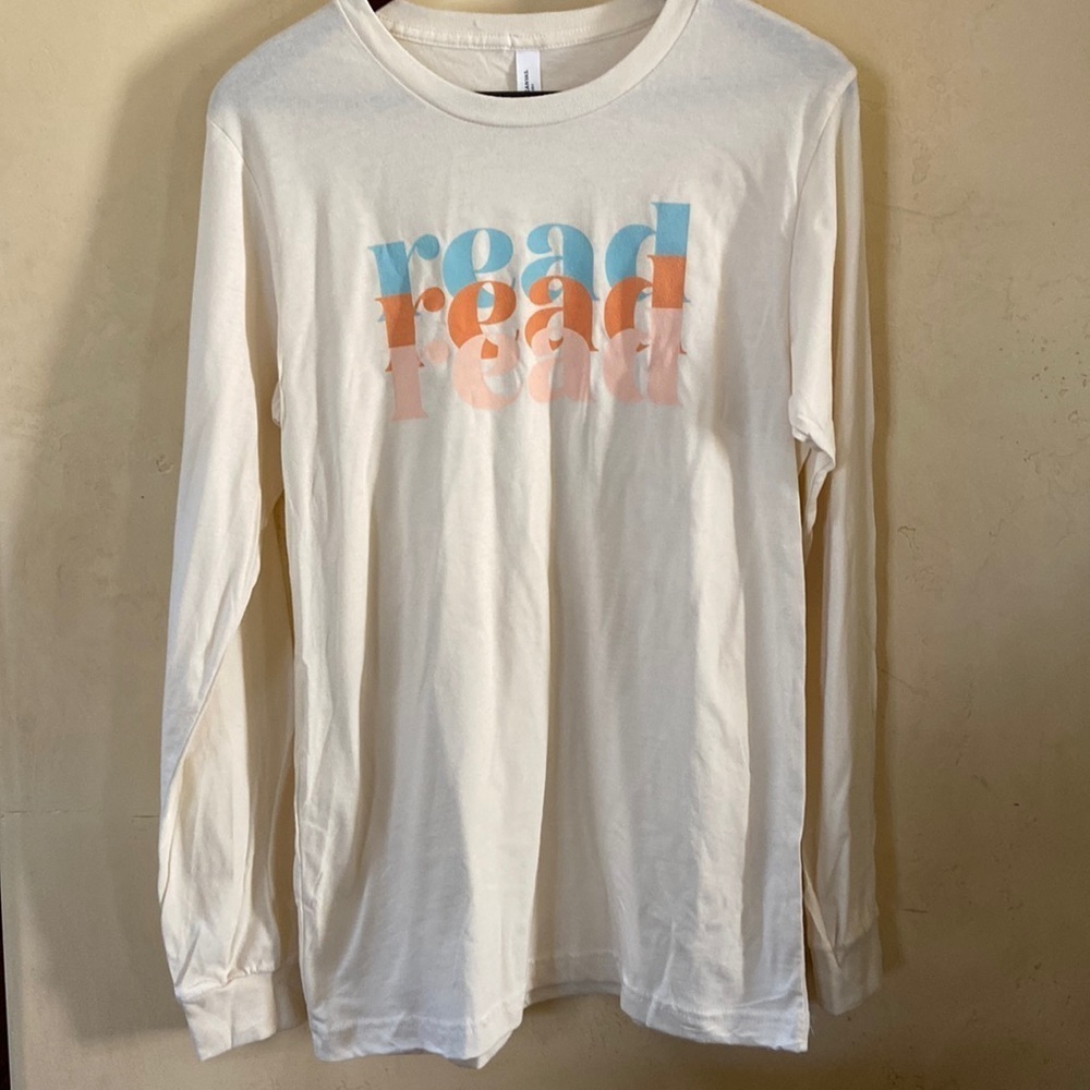 NEW Sz M Bella + Canvas 100% Cotton Vanilla Color “Read” Long Sleeve T-shirt